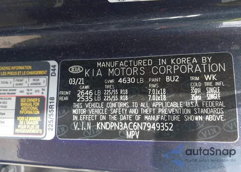 2022 Kia Sportage Ex z USA, uszkodzony, nr VIN KNDPN3AC6N7949352